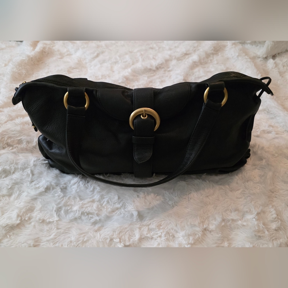 RARE! ​Kendall Conrad Black Pebbled Leather Satchel Bag